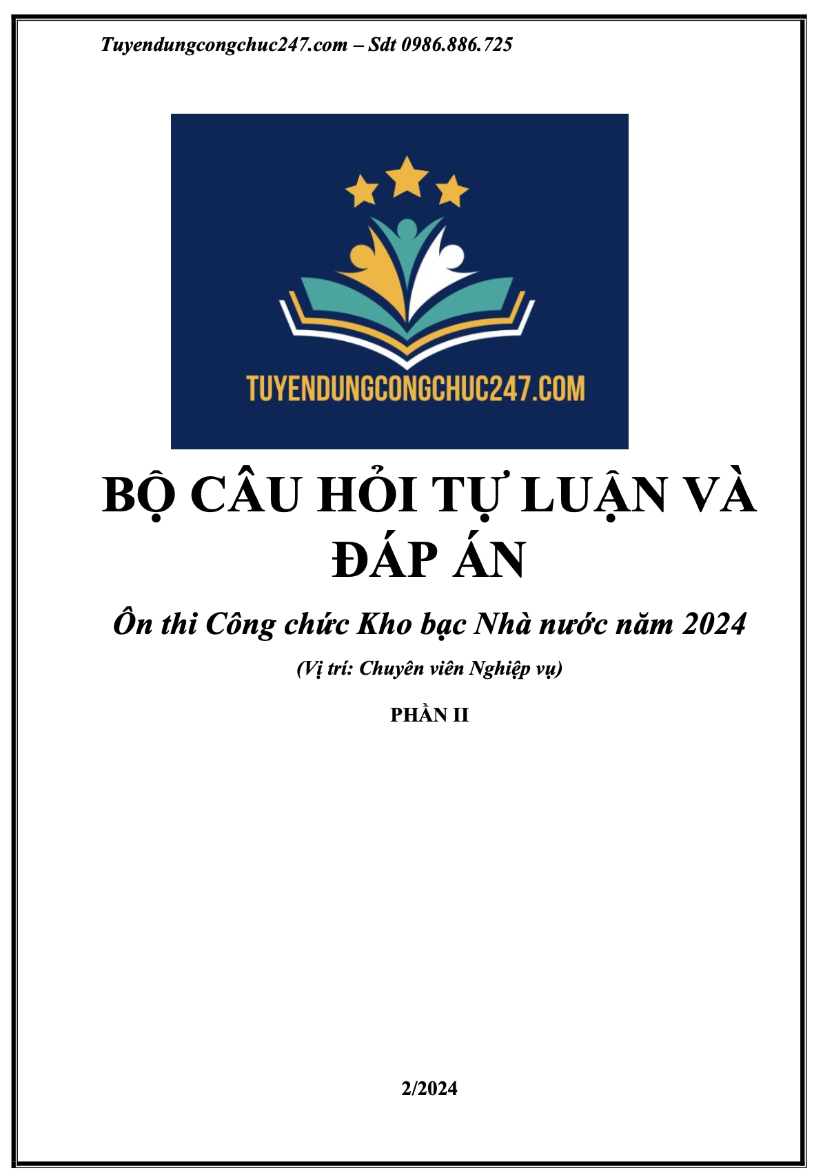 61 Câu hỏi và đáp án  Ôn thi Công chức Kho bạc Nhà nước năm 2024